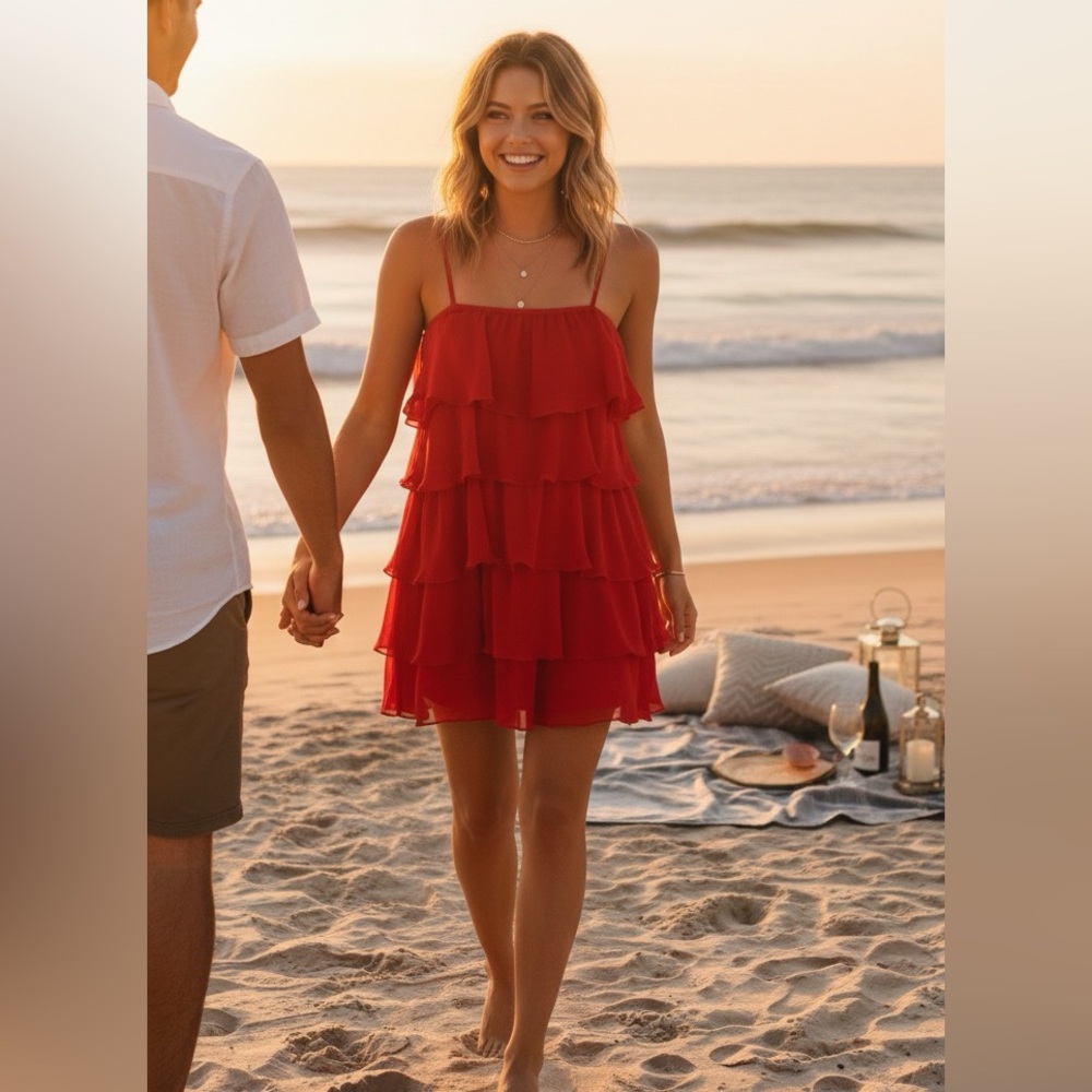 Sincerely Jules Vibrant Red Layered Mini Dress